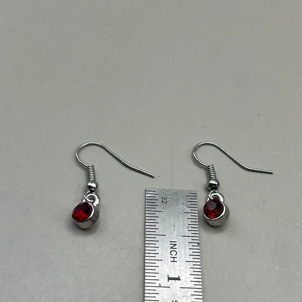 4 pair Elegant Silver and Red Earrings Set
